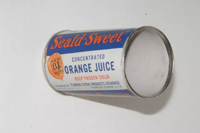 Vintage 1950/60s Seald-Sweet Concentrated Orange Juice Can Plymouth Florida Old 2