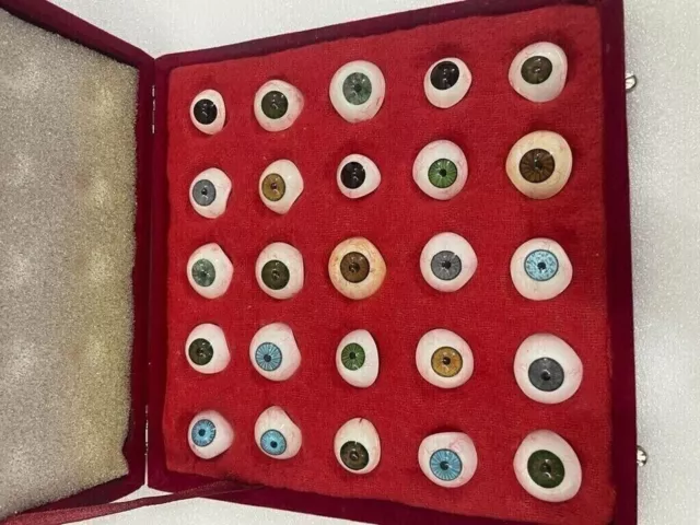 De colección prótesis de ojo humano ~ conjunto de 25 piezas de mezcla artificial antigua 3