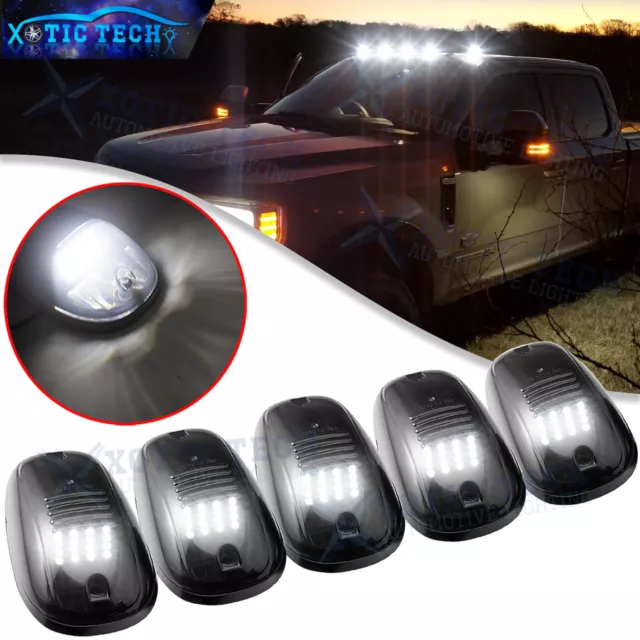 5pc Smoked Lens White LED Cab Roof Clearance Lights For Ram 1500 2500 3500