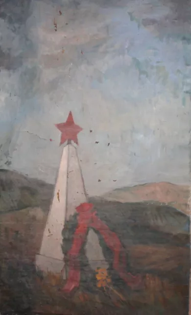 Large oil painting socialist realism commemorative monument
