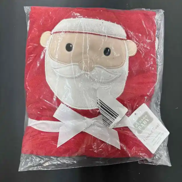 NWT Hudson Baby. Santa Clause Hooded Towel. Red And White.