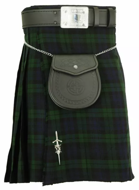 Mens Scottish Kilt Blackwatch Tartan Traditional Highland dress Skirts-Tc