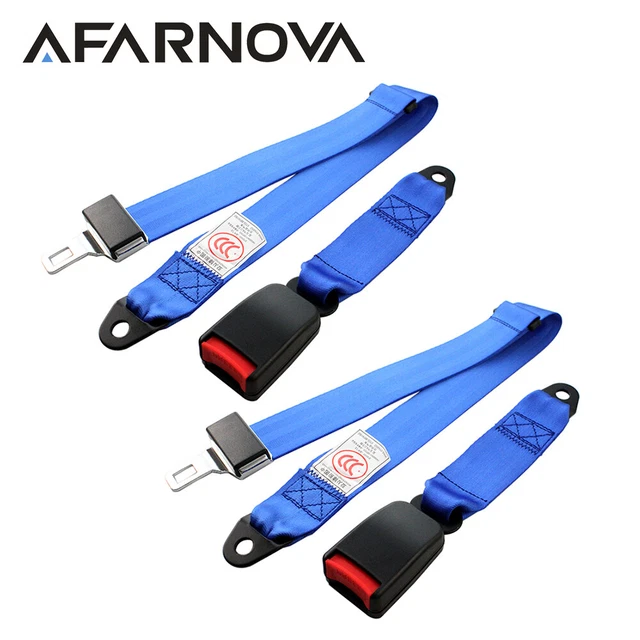 2-Pair Nylon 4-Point Harness Strap Seat Belt Buckle Quick Snap Bolts – Blue