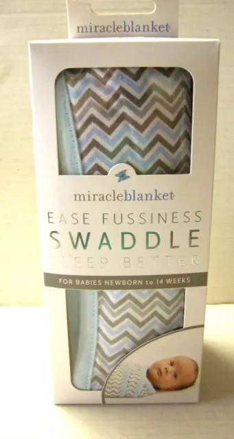 Swaddle Sleep Blanket By Miracle Blanket, Light Blue Chevron, Newborn to 14 Week