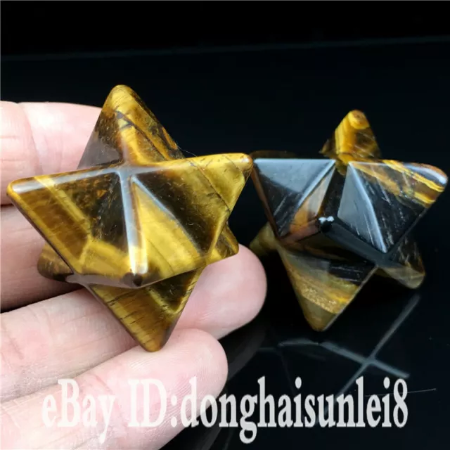 Natural tiger's eye jasper Merkaba Star crystal quartz reiki point healing 1pc