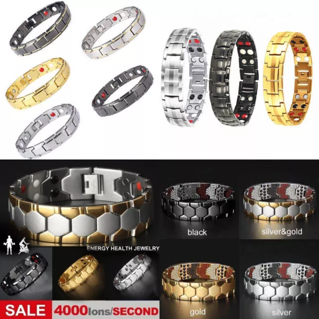 Mens Womens Magnetic Bracelets Therapy Weight Loss Arthritis Health Pain Relief 3
