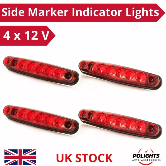 4 X Red 12V 6 Led Smd Side Rear Tail Marker Lamp Lights Truck Trailer Motorhome