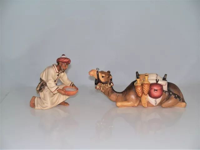 Holz Krippenfiguren Set KAMELTREIBER + KAMEL geschnitzt color zu 11/12cm Figuren