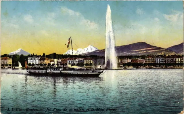 CPA AK GENEVE Jet d'eau de 90 metres SWITZERLAND (705356)