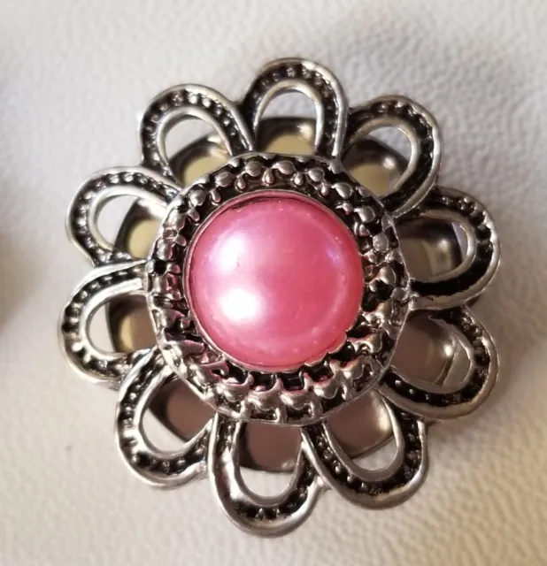 Pink Beautiful Flower Snap Jewelry 18mm Button Charm Ginger,  Chunk, Noosa