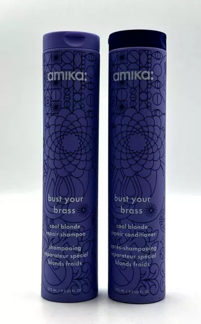 Amika Bust Your Brass Cool Blonde Repair Shampoo & Conditioner 9.2 oz Duo