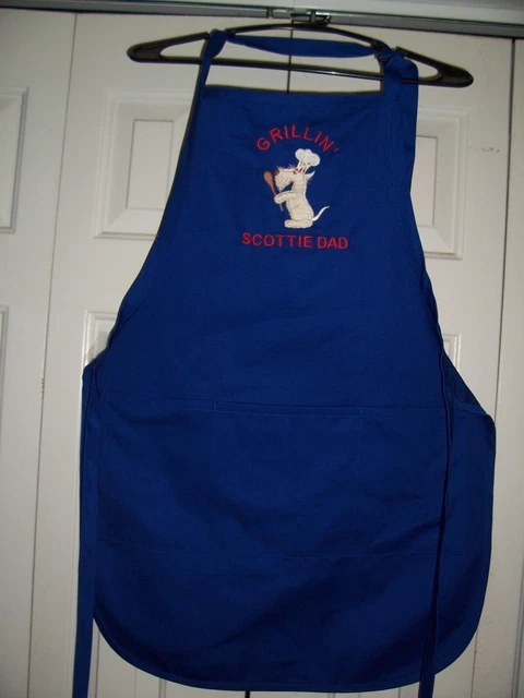 Scottie Scotty Dog Royal Blue Apron. Wheatie, Grillin' Scottie DAd