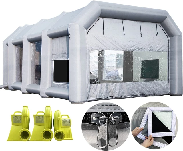 Sewinfla 39x16.5x13F Inflatable Paint Booth with 3 High Power Blowers Air Filter