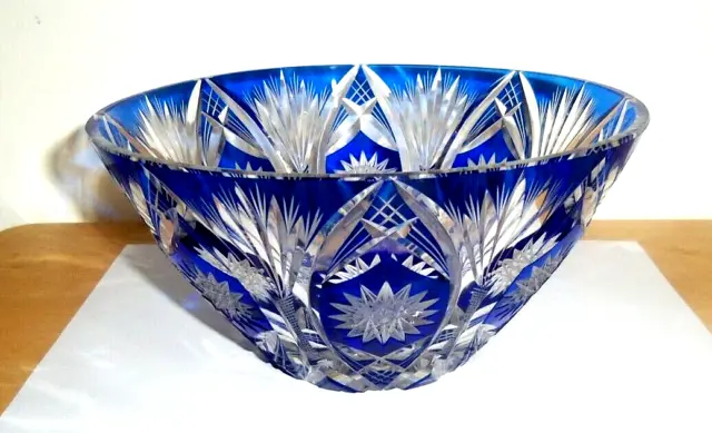 Vintage "Cobalt Blue-Cut to Clear -Bohemian / Czech  8" Crystal Bowl"