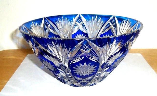 Vintage "Cobalt Blue-Cut to Clear -Bohemian / Czech 8" Crystal Bowl" Vintage "Cobalt Blue-Cut to Clear -Bohemian / Czech 8" Crystal Bowl"