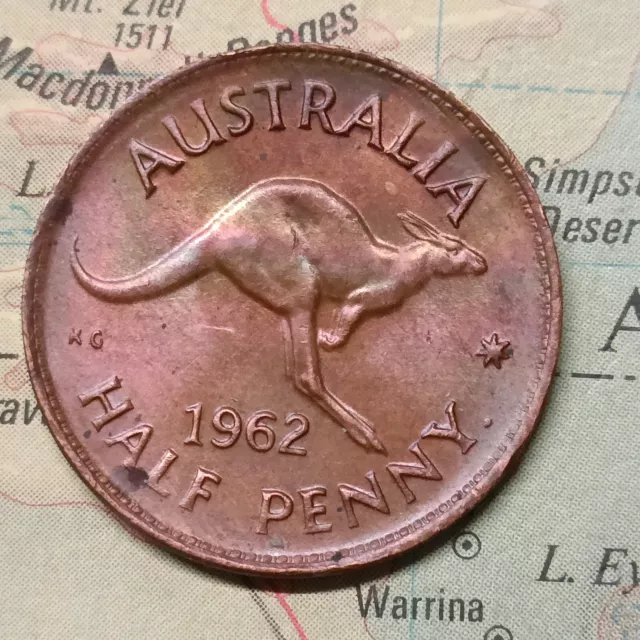 1962 AUSTRALIAN HALF Penny circulated coin Queen Elizabeth II 👑 Y
