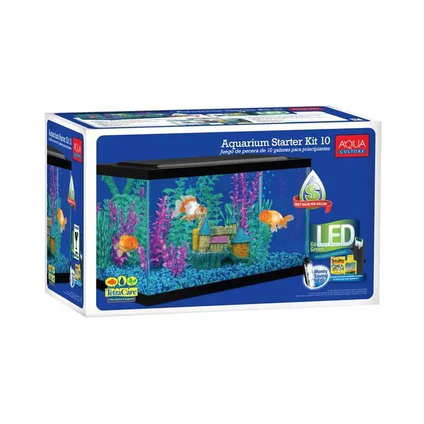 Starter Kit Aquarium Tank Gallon Fish Led 10 Filter Aqua Lighting