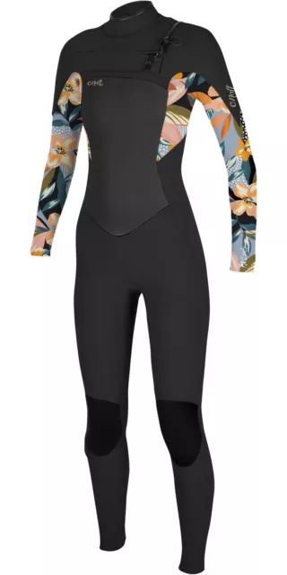 2024 O'Neill Girls Epic 5/4mm Chest Zip Wetsuit - Black / Demiflor