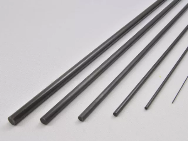 10x 1mm OD x 1000mm Pultruded Carbon Fibre Rods (R1)