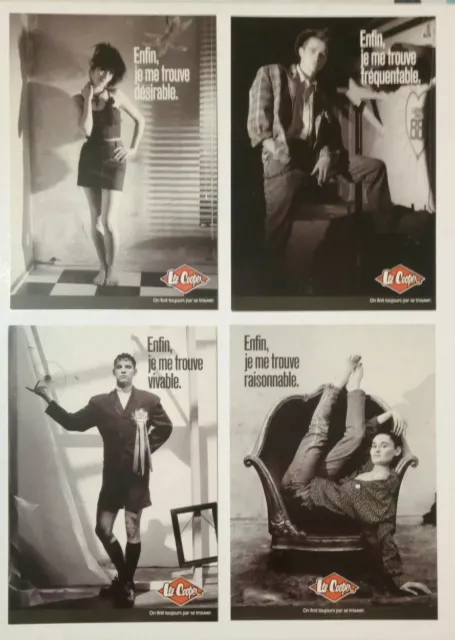 4 carte postale  postcard publicitaire pub LEE COOPER vêtement mode