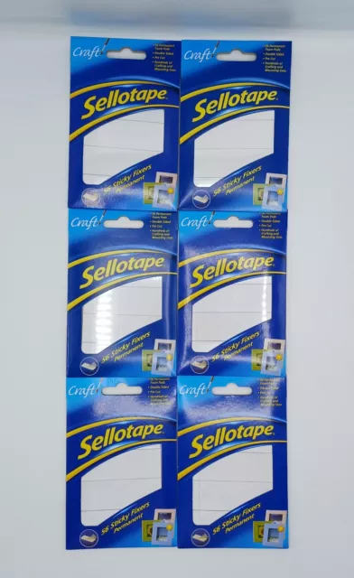 Sellotape 56 Sticky Fixers Permanent 6 Packs 12mm x 25mm Total 336 Pads