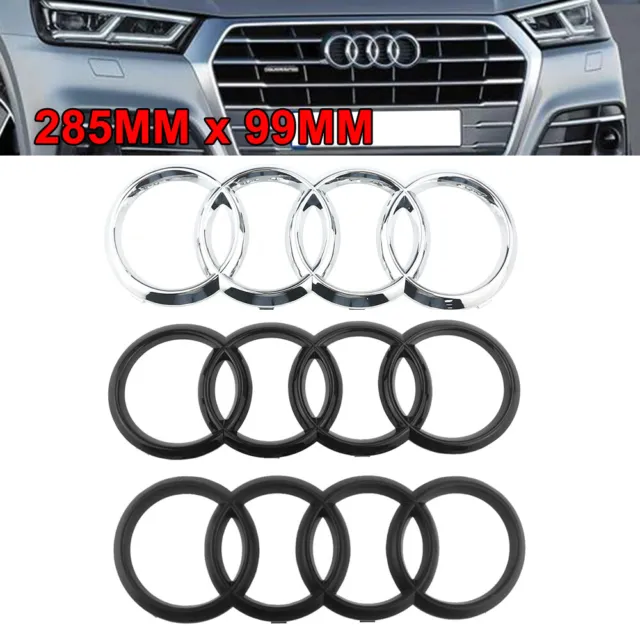 285 x 99mm grill Avant Emblème pour AUDI A4 Q5 Logo noir argent Badge Calandre