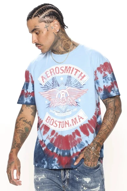 Aerosmith Tie Dye Boston Pride Graphic Vintage Classic T-Shirt Tee Men's Small