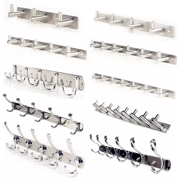 Wall 304 Stainless Steel 1-15 Hook Hanger Coat Towel Hat Clothes Wall Mount Rack