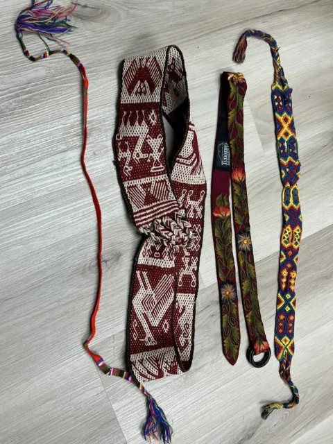 Lot of 5 Vintage Latin American Guatemalan hand woven sash tie belts