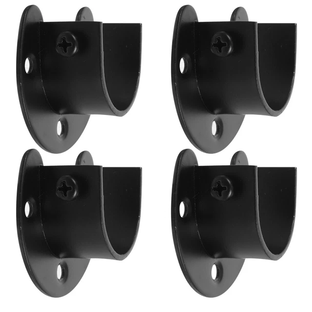 4 Pezzi Supporto Asta Armadio a Forma di U in Acciaio INOX Supporto per Asta per Tende Closet Asta Estremità Supporti Flangia Supporto Barra con Viti (Nero 22mm