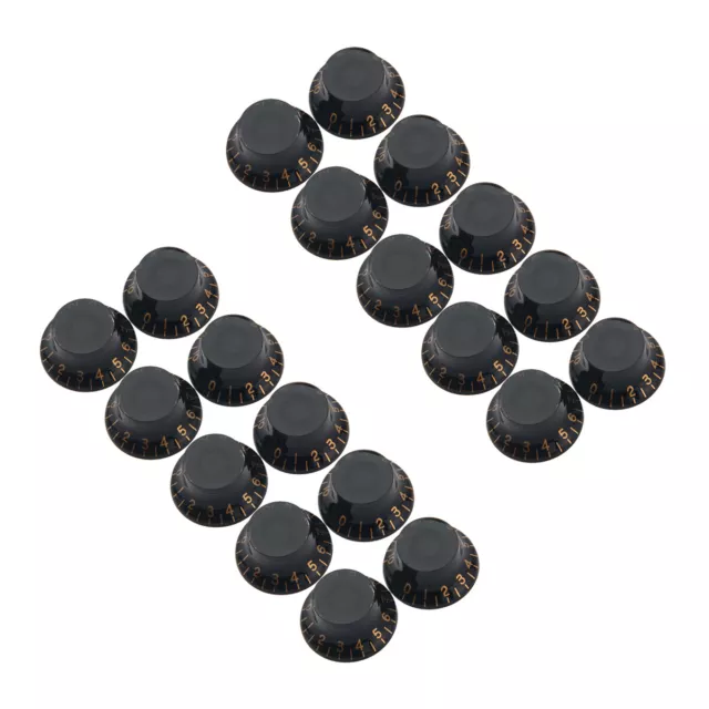 20pcs Top Hat Guitar Speed Bell Knob Volume Tone Control Knob 6mm Black ABS