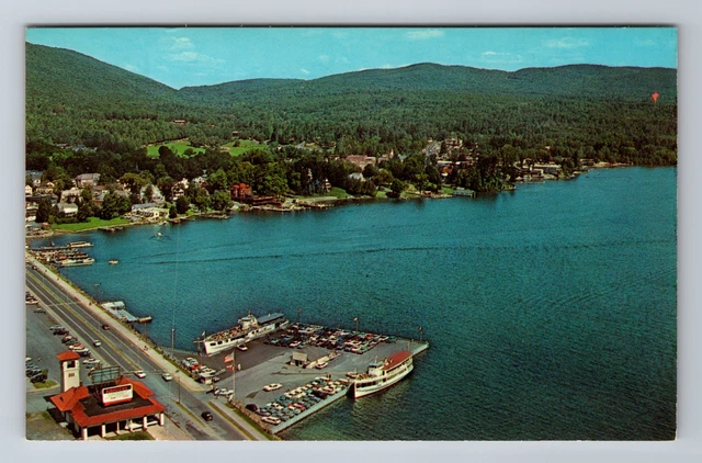 Lake George NY-New York, Aerial View of Head Lake George, Vintage Postcard