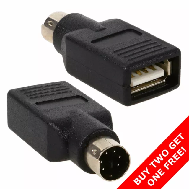 USB PS/2 PS2 Male to USB A Female Converter Adapter for Mouse & Keyboard BLACK