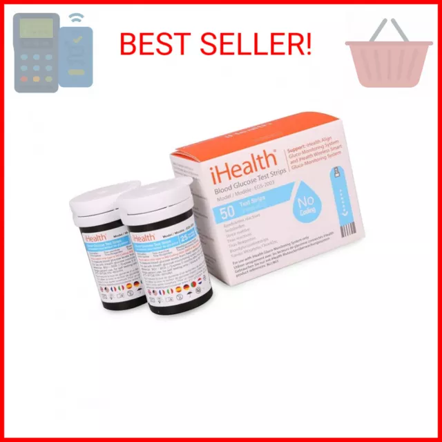 iHealth Blood Glucose Test Strips (50 Count), No Coding Blood Sugar Test, Eligib