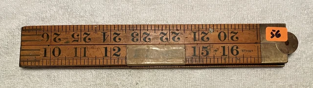 Vintage RABONE Boxwood & Brass Folding Ruler 36" No 1167  056