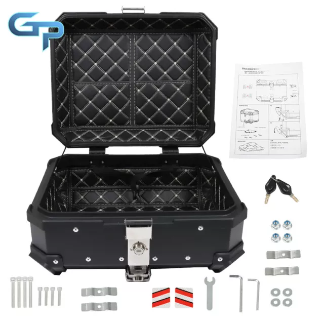 Aluminum Motorcycle Trunk Top Case Waterproof Tour Tail Box Luggage Storage 22L