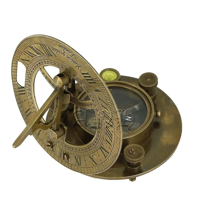 Antik Messing Sonnenuhr & Kompass Nautisch inspiriertes Design... 3