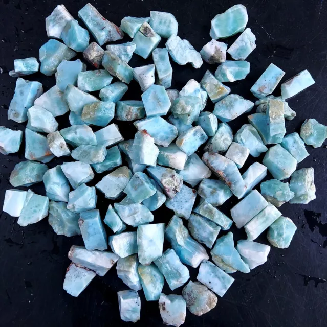 100Pcs 1105Cts Natural Blue Larimar Raw Rough Gemstone Unpolished Lot 12mm #2436 3