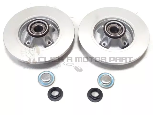 Citroen Ds3 1.6 Vti Thp Rear 2 Brake Discs Wheel Bearing Abs Rings New Set