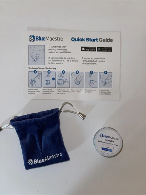 Blue Maestro Tempo Disc Bluetooth Data Logger, Temperature | Humidity | Dew Pt
