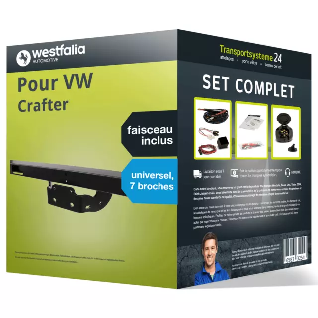 Attelage col de cygne Westfalia pour VW Crafter 06-16 avec Faisceau u. 7 br. AAA