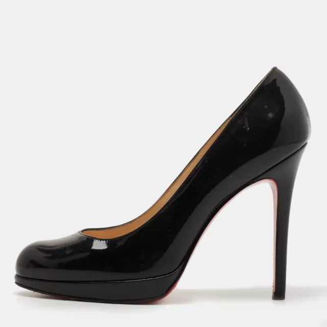 Christian Louboutin Black Patent Leather New Simple Pumps Size 37