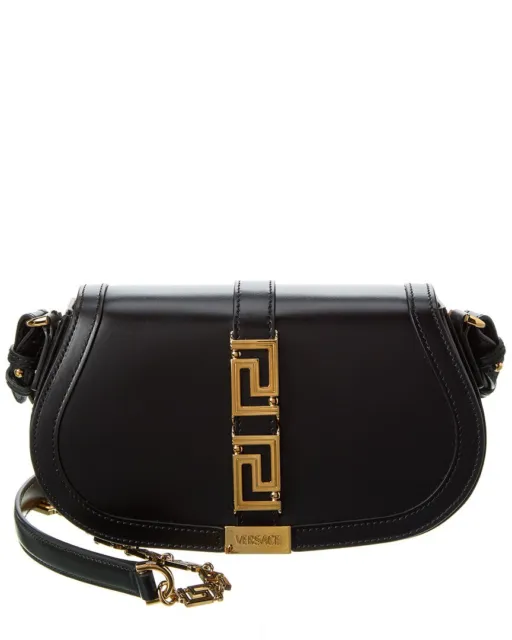 Versace Greca Goddess Leather Shoulder Bag Women's Black