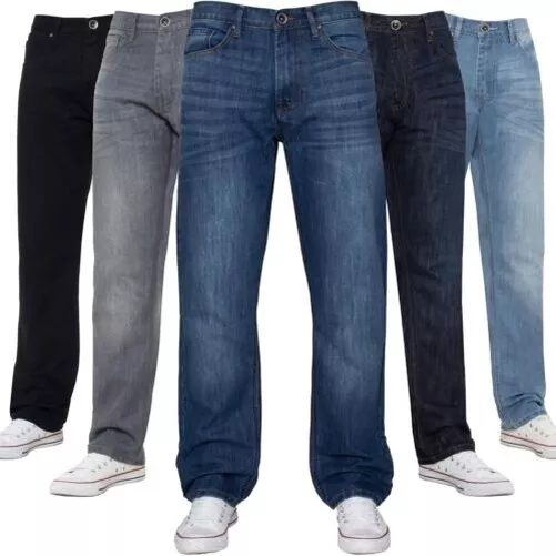 Enzo Hommes Coupe Standard Jeans Jambe Droite Pantalon Grand Haut Tout Taille