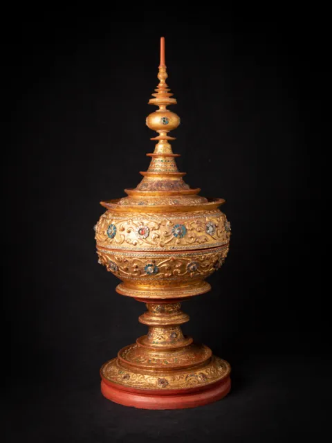 Antique Burmese gilded offering vessel from Burma, 19th century