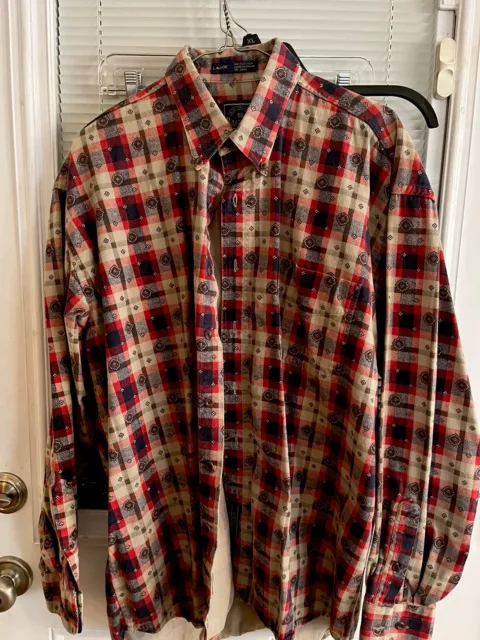The Original BD Baggies Mens Long Sleeved Button-up Shirt, size L. EUC Red Plaid