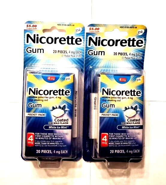 Nuevo chicle de nicotina blanco hielo como nuevo Nicorette 4 mg - 40 unidades caducidad 04/2025 - 2 paquetes