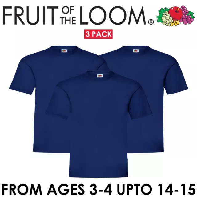 Fruit Of The Loom Boys Girls Kids T Shirts Cotton Plain Short Sleeve Tee Shirt