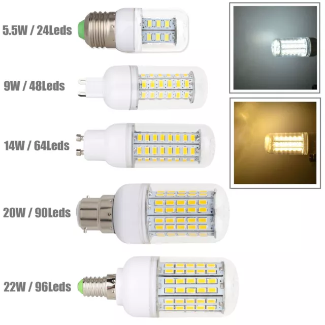 Dimmable E27 G9 E14 B22 GU10 5W 9W 14W 20W 22W SMD 5730 LED Corn Light Lamp Bulb