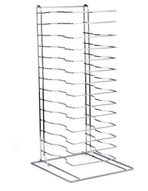 Pizza Pan Rack 15-Slot Shelf Stack for Stacking Thin Pans Trays Separator Shelvs